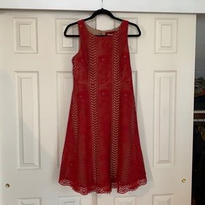 Anthropologie red lace dress